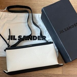 Jil Sander Two-Tone Black and Cream Shoulder Bag